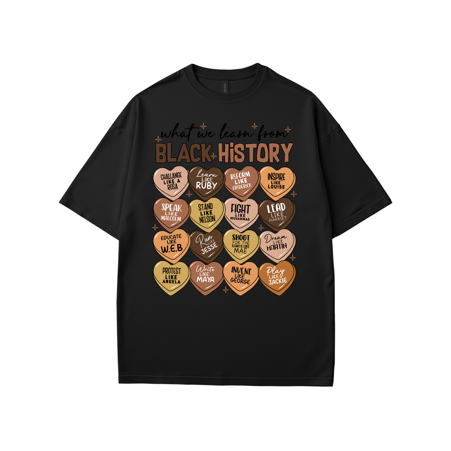 What We Learn from Black History (Hearts) T-Shirt