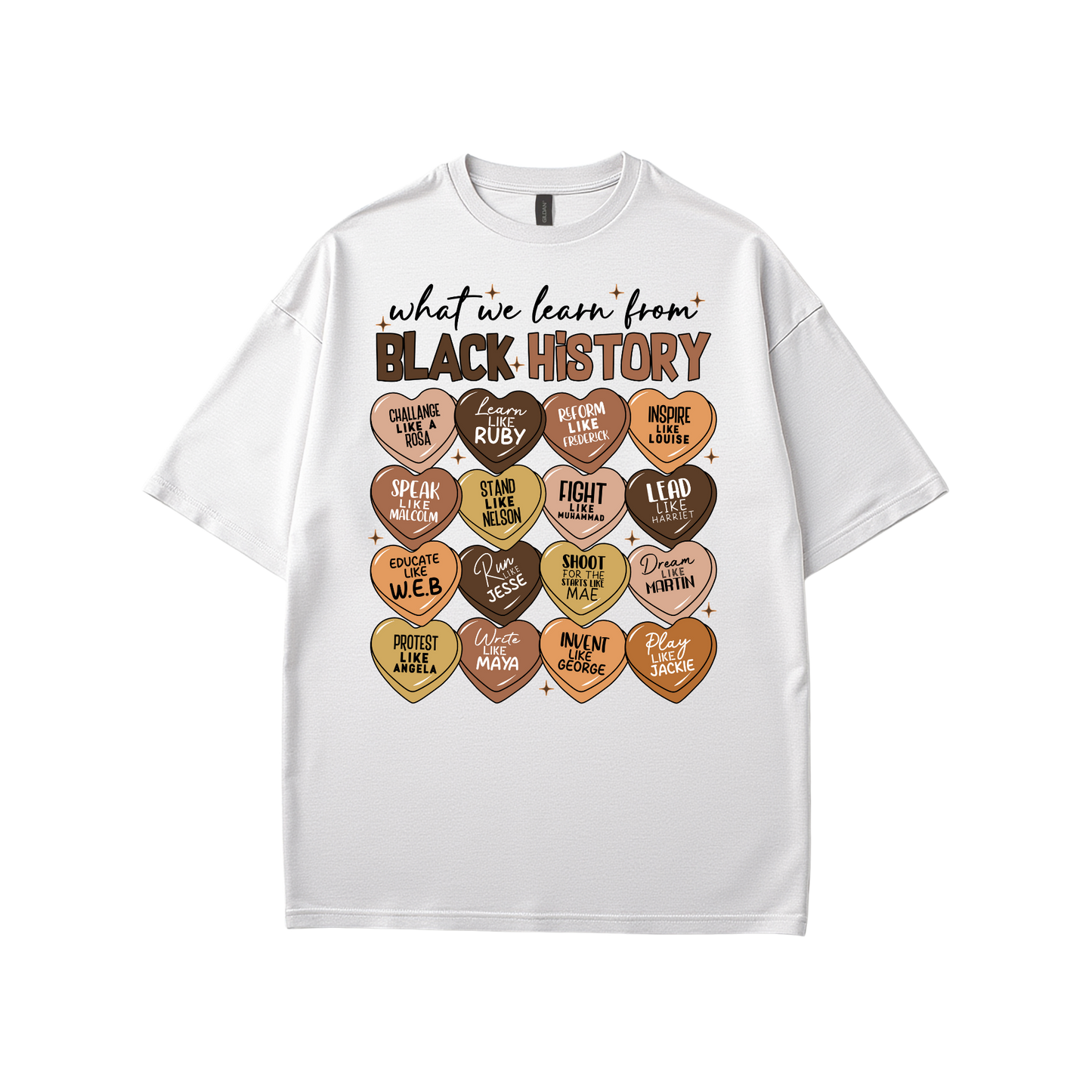 What We Learn from Black History (Hearts) T-Shirt
